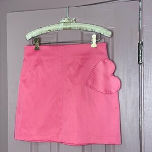 Zara NWT satin high-waisted mini skirt with heart detail